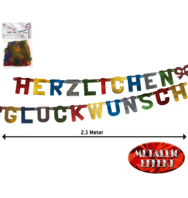 Girlande Buchstaben Glückwunsch bunt