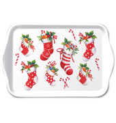 Weihn.Tablett 13x21cm Weihnachtsstrümpfe