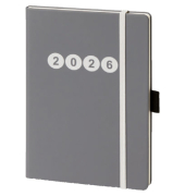 Buchkalender 02-0356, V-Book, grau, 1 Woche / 2 Seiten, 14x21cm (A5), 2026