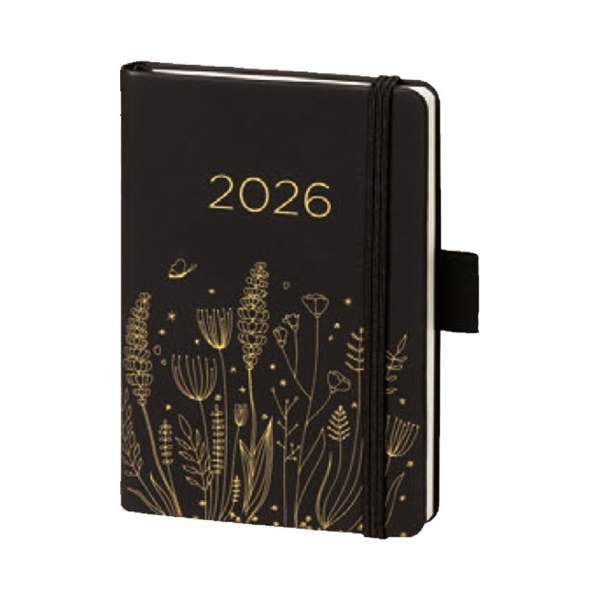 4000867752377 - Buchkalender 02-0357 schwarz 1 Woche   2 Seiten 9x14cm (A6) 2026 4000867752377 BSB