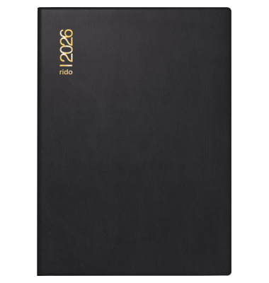Taschenkalender 70-18 182 906, schwarz, 2 Tage / 1 Seite, 10x14cm, 2026