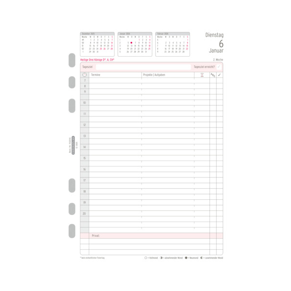 4004182088388 - Kalendereinlage 50206 Kalendarium 2 Seiten   1 Tag 148x21cm (BxH) (A5) 2026 4004182088388 Chronoplan