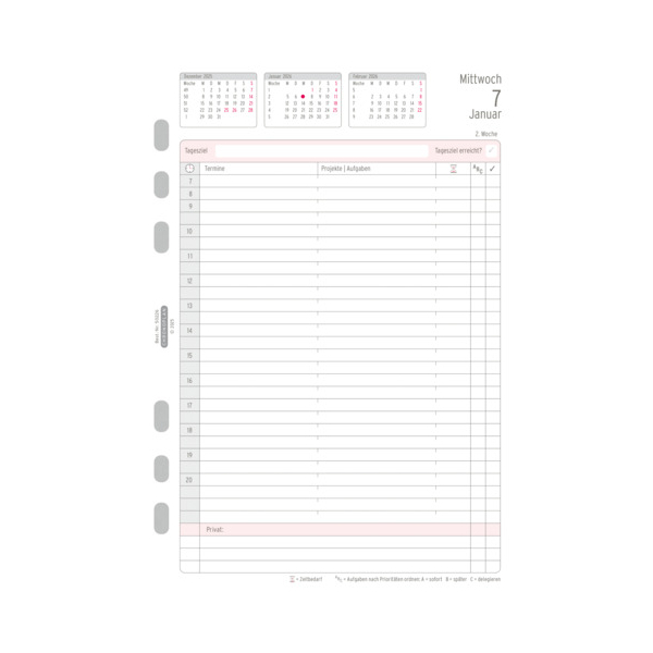 4004182088395 - Kalendereinlage 50226 Kalendarium 1 Seite   1 Tag  (A5) 2026 4004182088395 Chronoplan