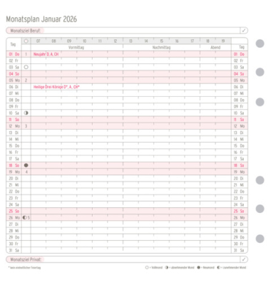 Einlage Kalender 50516, Kalendarium, 1 Monat / 1 Seite,  (Midi), 2027