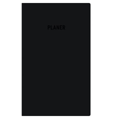 Taschenkalender 660082, schwarz, 2 Seiten / 1 Woche, 9,5x16cm (BxH), 2026