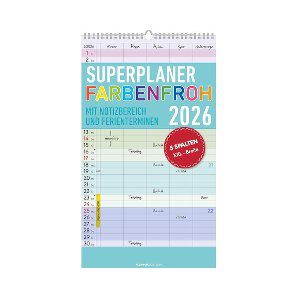 ALPHA EDITION Familienplaner Farbenfroh 2026 4069095010833 ALPHA EDITION