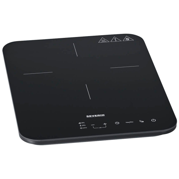 Severin Induktions-Kochplatte, Single, mattes Glaskeramik-Kochfeld, 1.500 W | 10 Leistungsstufen, kratzfest, 60-240°C, Topferkennung, Timer, Abschaltautomatik, Touch-Display, Ø22 cm, schwarz, 1032