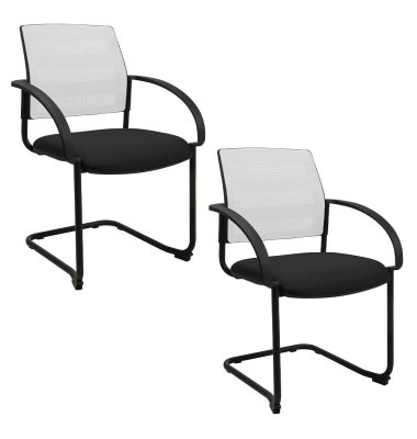 2 Topstar Besucherstühle AIRWORK MEETING 20 BB400BMT0CX2 schwarz, weiß Stoff