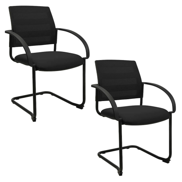 4067976999758 - Besucherstuhl AIRWORK MEETING 20 schwarz   schwarz mit Armlehnen Freischwinger 4067976999758 2 Stück