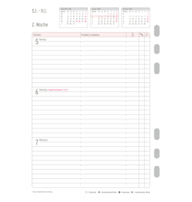 Kalendereinlage 50576, Wochenplan, 1 Woche / 2 Seiten,  (A5), 2026