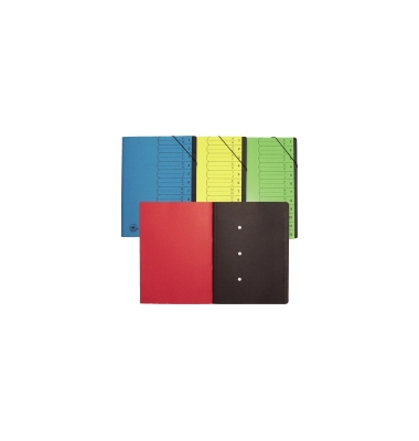 Ordnungsmappe DIN A4 12 Fächer Colorkarton 420g rot