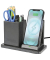 Schreibtisch-Organizer mit Qi-Ladefunktion schwarz Lederimitat 21,0 x 10,5 x 14,3 cm