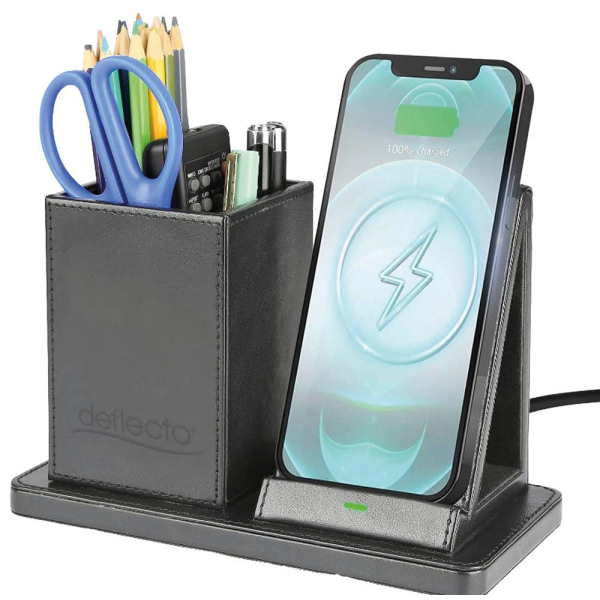 5055425911603 - Schreibtisch-Organizer mit Qi-Ladefunktion schwarz Lederimitat 210 x 105 x 143 cm 5055425911603 Magnetoplan