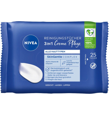 Feuchttücher 3IN1 Creme Pflege weiß, 25 Tücher
