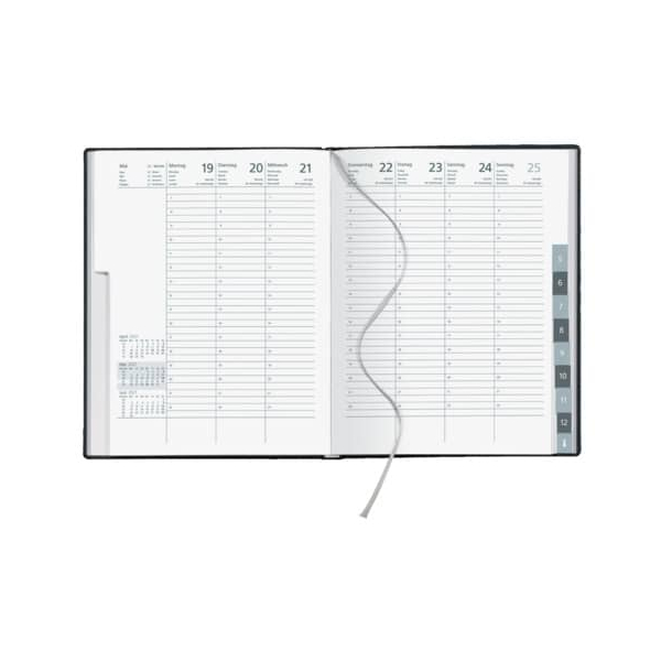 Zettler Buchkalender 739-2621, anthrazit, Jahreszahl in silber, 1 Woche /  2 Seiten, 21x26,5cm, 2026 4069095014671 Zettler