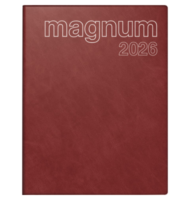 Buchkalender 70-27 042 296, weinrot, 1 Woche / 2 Seiten, 183x24cm, 2026