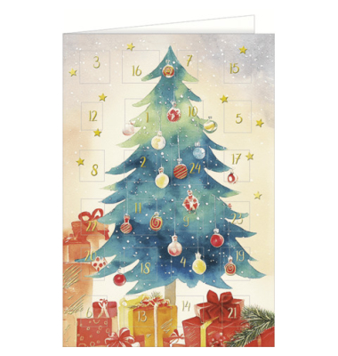 Adventskalender 21-1168 Karte Geschenke unterm Weihnachtsbaum