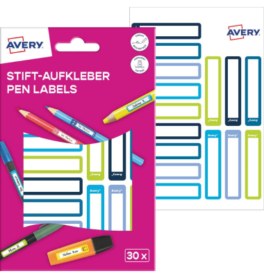 Stiftetiketten Rahmen, farblich sortiert 10,0 x 50,0 mm, 30 Etiketten