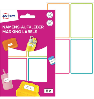 8 AVERY Zweckform Namensetiketten farbsortiert 48,0 x 70,0 mm