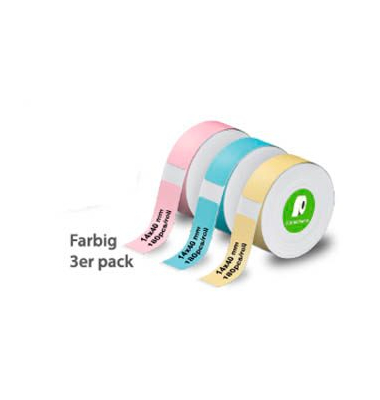 Etikettenrolle für Etikettendrucker farbig sortiert, 14,0 x 40,0 mm, 3 x 180 Etiketten