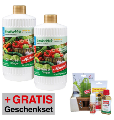 AKTION: Mairol Gemüsekick Gemüsedünger 1,0 l + GRATIS Mairol Geschenkset