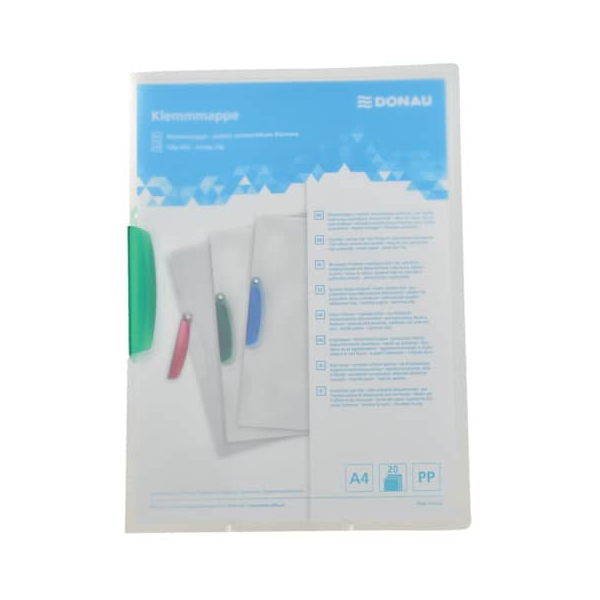 10 Stück Donau Klemmhefter - 8557190-06, A4 transluzent/grün, für ca. 40 Blatt, Polypropylen (PP) 80g 9004546453765 Donau
