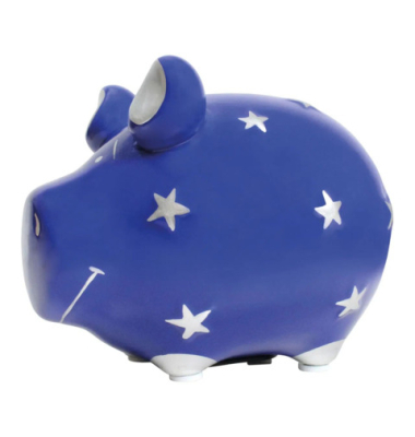 Spardose Schwein klein silberblau