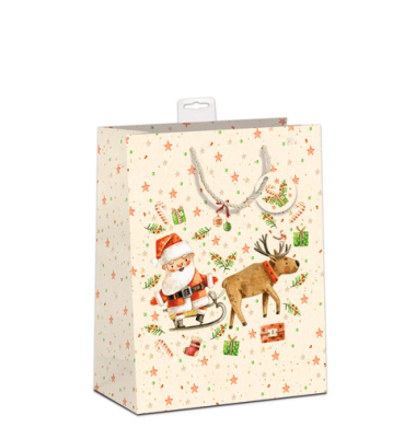 Geschenktasche 7522-2501-L, Weihnachten, mit Tragekordel / Geschenkanh&auml;nger, Schlitten, 32cm x 26cm