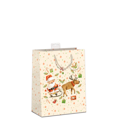 Weihn.Geschenktragetasche Schlitten natur