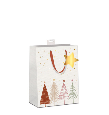 Weihn.Geschenktragetasche Bäume bunt