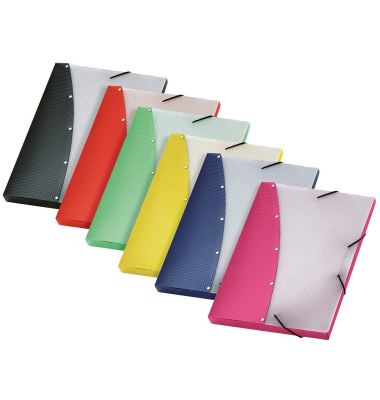 Heftbox 4443402, A4 gelb/rot/hellgrün/blau/pink/schwarz, Polypropylen (PP) Heftbox 4443402, A4 gelb/rot/hellgrün/blau/pink/schwarz, Polypropylen (PP)