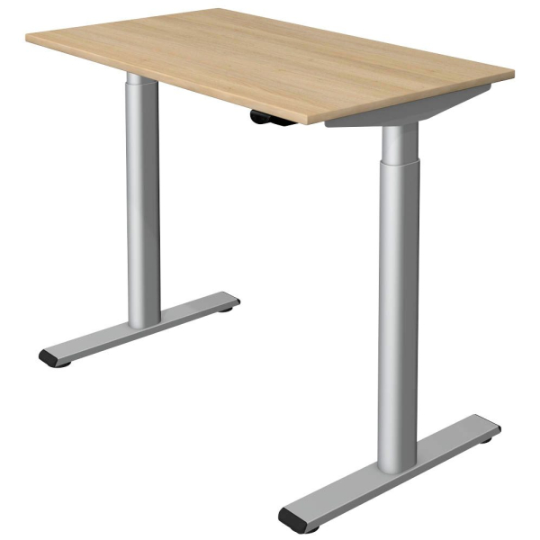 4044917454880 - Move 1 base elektrisch höhenverstellbarer Schreibtisch eiche hell rechteckig T-Fuß-Gestell silber 1000 x 600 cm 4044917454880