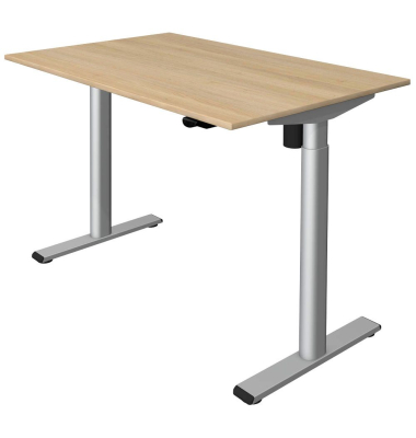 Schreibtisch Move 1 base, elektrisch h&ouml;henverstellbar, 73-123cm (H), 120x80cm (BxT), rechteckig, eiche hell / silber