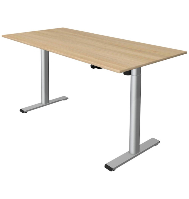 Schreibtisch Move 1 base, elektrisch höhenverstellbar, 73-123cm (H), 160x80cm (BxT), rechteckig, eiche hell / silber