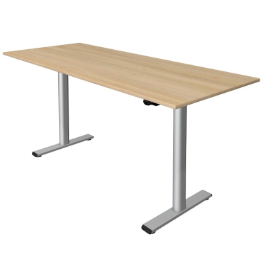 Schreibtisch Move 1 base, elektrisch h&ouml;henverstellbar, 73-123cm (H), 180x80cm (BxT), rechteckig, eiche hell / silber