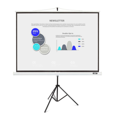 Stativleinwand T87-S01MW 4:3, 174 x 130 cm Projektionsfläche