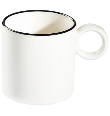 12 ID Fine Kaffeetassen Modest Black Ring weiß 0,08 l