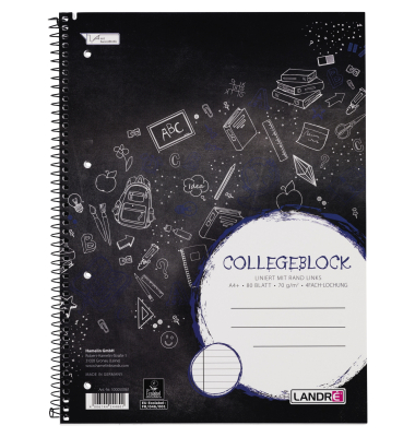 Collegeblock 100050061 College / liniert mit Rand, A4+, 70g, 80 Blatt