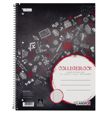 Collegeblock 100050062 College / kariert mit Rand, A4+, 70g, 80 Blatt