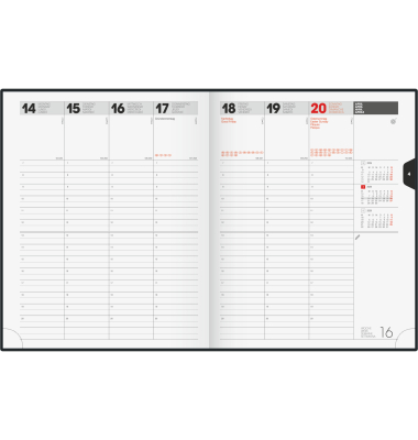 Buchkalender 1076160906, Manager Wt 7 - weektimer, schwarz, 1 Woche / 2 Seiten, 21x26cm (ca. A4), 2027