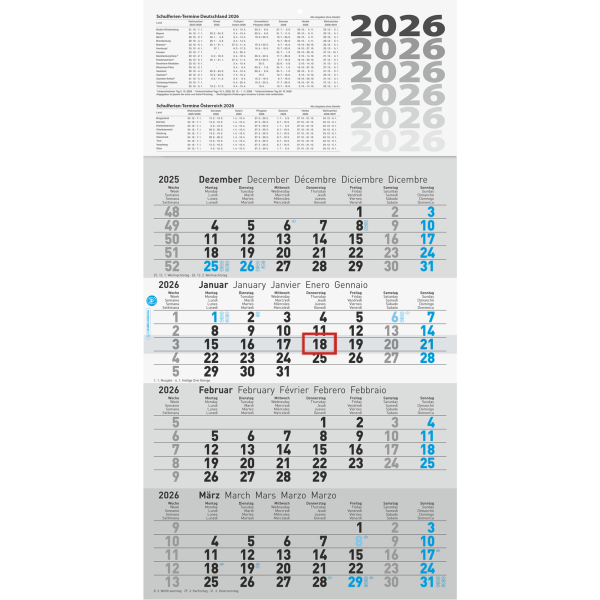 4061947145311 - Wandkalender 5070242006 30x555cm (BxH) 2026 4061947145311 Glocken
