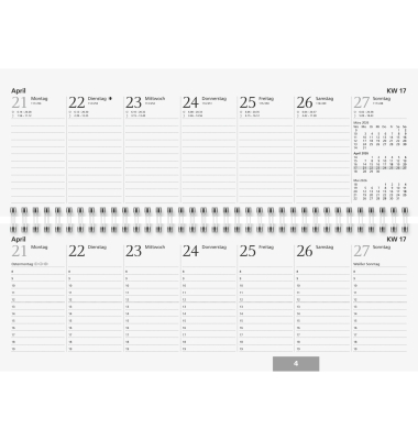 Querkalender 5072341806, 1 Woche / 2 Seiten, 29,7x10,5cm (BxH), 2027
