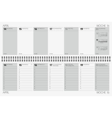 Schreibtischquerkalender 5072921806, 1 Woche / 2 Seiten, 42x13,7cm (BxH), 2026