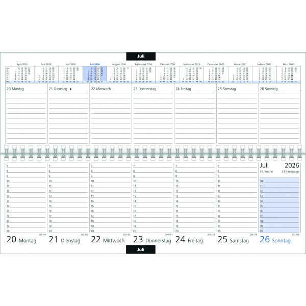 4069095000537 - Querkalender 176-0015 1 Woche   2 Seiten 32x125cm (BxH) 2026 4069095000537 Zettler