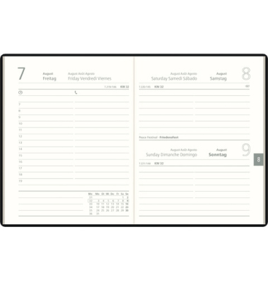Taschenkalender 610-1001, sortiert, 1 Tag / 1 Seite, Sa/So 1 Seite, 10,2x14,2cm, 2026