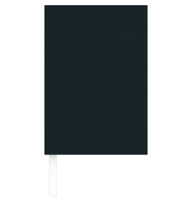 Buchkalender 766-0020, schwarz, 1 Woche /  2 Seiten, 14,6x21cm (BxH), 2026