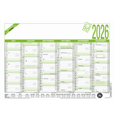 Tafelkalender 904-0700, 904, 6 Monate / 1 Seite,  (A5), 2026
