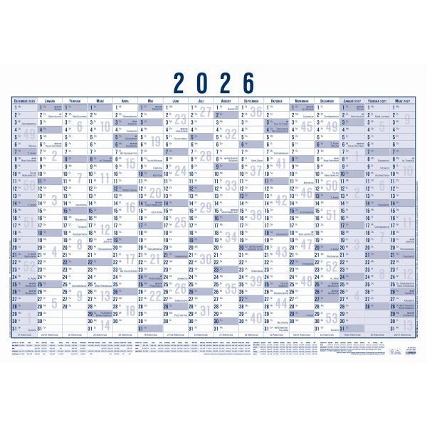4069095001541 - Plakatkalender 918-0015 16 Monate   1 Seite 100x70cm (BxH) 2026 4069095001541 5 Stück