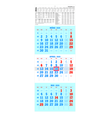 Wandkalender 952-0000, 29,7x78cm (BxH), 2026