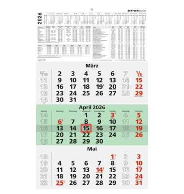 Wandkalender 956-0700, 956, 29,7x48,5cm (BxH), 2026